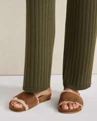 DK VACHETTA SUEDE AND SHERPA MOLDED SLIDES | Talbots on sale