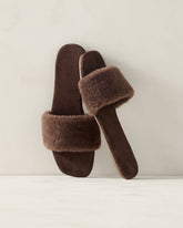 EBONY|LIGHT PIGNOLI SHERPA SLIDES | Talbots for sale