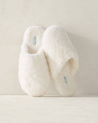FEATHER|IVORY FAUX FUR SLIPPERS | Talbots online