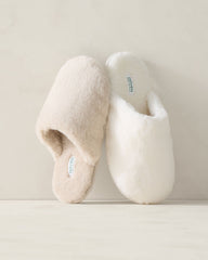 FEATHER|IVORY FAUX FUR SLIPPERS | Talbots on sale