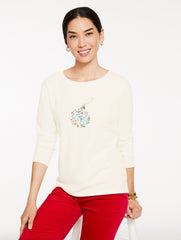 IVORY ORNAMENT LONG SLEEVE CREWNECK TEE | Talbots online