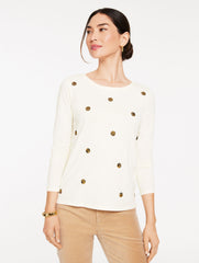 IVORY LONG SLEEVE CREWNECK TEE - SEQUIN DOT | Talbots for sale