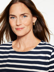 INDIGO/IVORY|IVORY/LUSH GREEN CREWNECK TEE - SEQUIN STRIPE | Talbots outlet