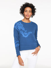 NAVY DUSK EMBROIDERED FRENCH TERRY SWEATSHIRT | Talbots outlet