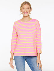 LILAC CHIFFON/LIMEADE DROP SHOULDER CREWNECK TEE - GREENFIELD STRIPE - LIMEADE | Talbots on sale