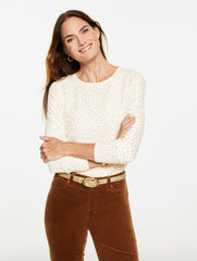 IVORY/GOLD FOIL LONG SLEEVE CREWNECK TEE - COMET DOT | Talbots discount