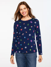 INDIA INK MULTI LONG SLEEVE CREWNECK TEE - TOSSED GIFTS | Talbots sale