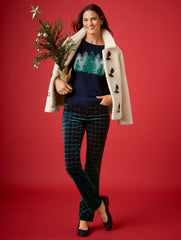 BLACK MULTI STRAIGHT LEG VELVETEEN PANTS - TRANQUIL TARTAN | Talbots online