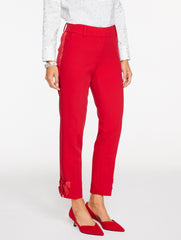 RED POP TALBOTS HAMPSHIRE LIGHTWEIGHT DOUBLE CLOTH STRAIGHT ANKLE PANTS - BOW | Talbots on sale