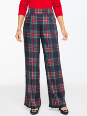 INDIGO MULTI WIDE LEG PULL-ON PANTS - JOLLY TARTAN | Talbots on sale