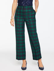 BLACK MULTI STRAIGHT ANKLE CUFF PANTS - BLACK WATCH PLAID | Talbots online