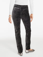 DARK GREY/BLACK STRAIGHT LEG VELVETEEN PANTS - SWIRLY LEOPARD | Talbots sale