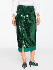 GREEN MULTI|RED WINE SEQUIN PENCIL SKIRT | Talbots US