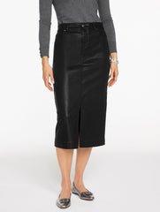 BLACK DENIM MIDI SKIRT - LIGHT FOIL | Talbots sale