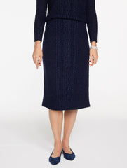 INDIGO BLUE METALLIC MIXED CABLE MIDI SKIRT | Talbots for sale