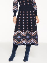 INDIGO MULTI JACQUARD FIT & FLARE SKIRT - SCALLOP MEDALLION | Talbots on sale
