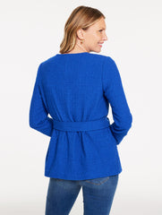 BLUE MAJESTY TIE WAIST TWEED JACKET | Talbots sale