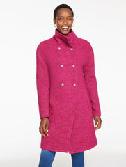 MAGENTA MULTI TEXTURED DOUBLE BREASTED COAT | Talbots discount