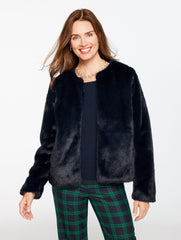 INDIGO BLUE FAUX FUR JACKET | Talbots for sale