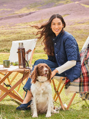 INDIGO STUDDED PUFFER JACKET | Talbots outlet