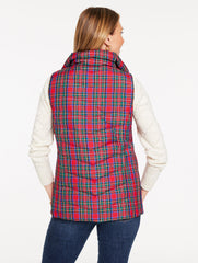 RED POP/GOLDEN HONEY DOWN PUFFER VEST - BLISSFUL PLAID | Talbots discount