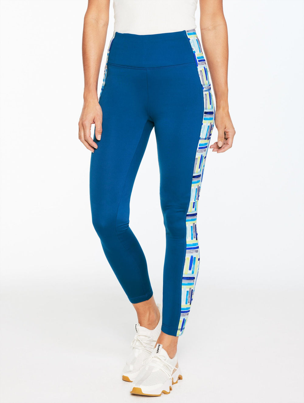 LIMOGES SPORT FLEECEBACK LEGGINGS - WATERCOLOR GEO | Talbots outlet