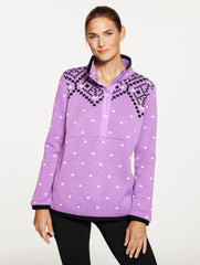 IVORY MULTI|LAVENDER MULTI SHERPA MOCKNECK PULLOVER - DIAMOND FAIR ISLE | Talbots sale