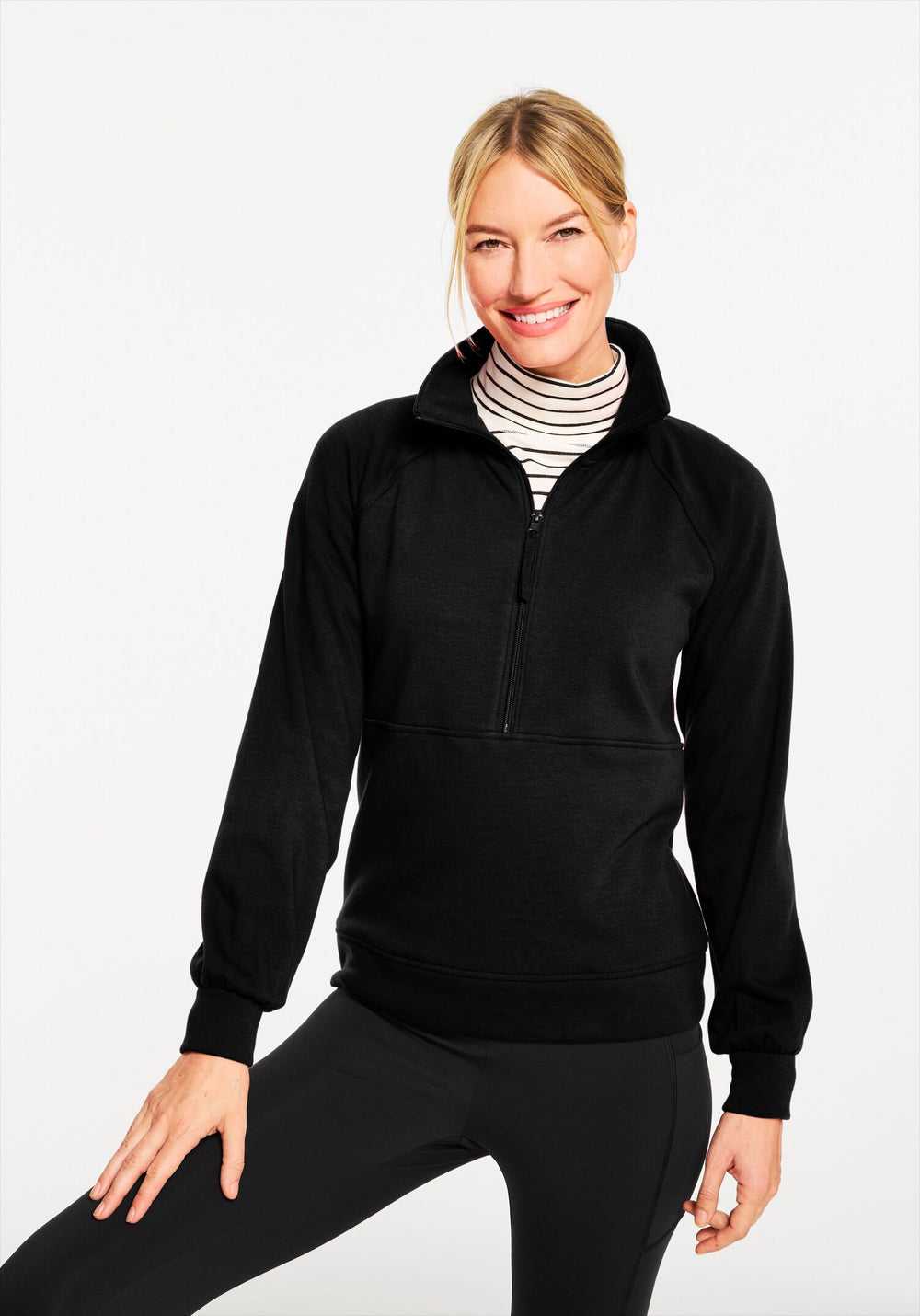 IVORY|RED POP COZY CLOUD HALF-ZIP PULLOVER | Talbots discount