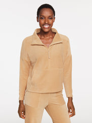 BLACK|PINE GROVE|TOASTED COCONUT SKY LOUNGE VELOUR HALF-ZIP PULLOVER | Talbots on sale