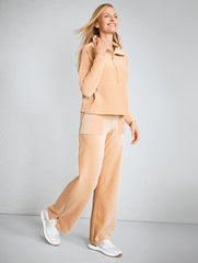 BLACK|PINE GROVE|TOASTED COCONUT SKY LOUNGE VELOUR HALF-ZIP PULLOVER | Talbots US