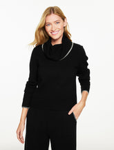 BLACK WHIPSTITCH COWL-NECK SWEATER | Talbots online