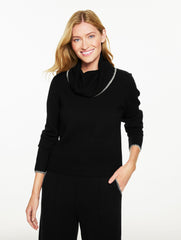 BLACK WHIPSTITCH COWL-NECK SWEATER | Talbots online
