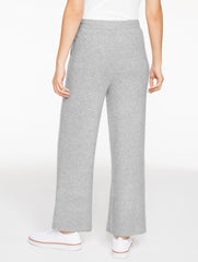 GREY SKY HEATHER RIBBED WIDE LEG SWEATER PANTS | Talbots US