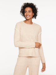 SESAME HEATHER TIPPED CREWNECK SWEATER | Talbots for sale