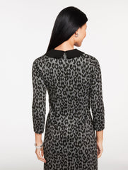 GREY/BLACK JACQUARD SHIFT DRESS - SNOW LEOPARD | Talbots sale