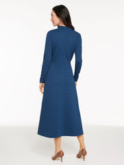 DARK NAVY DUSK DIAMOND JACQUARD FIT & FLARE DRESS | Talbots discount