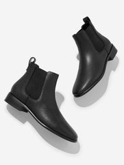 BLACK BRIGHTON PEBBLE LEATHER ANKLE BOOTS | Talbots for sale