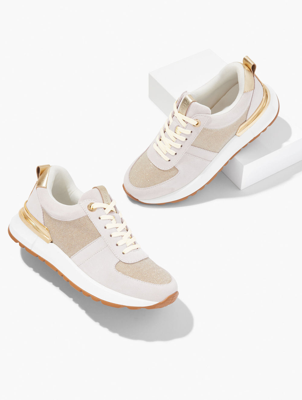 IVORY/GOLD DARBY SUEDE METALLIC SNEAKERS | Talbots on sale