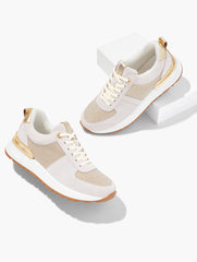 IVORY/GOLD DARBY SUEDE METALLIC SNEAKERS | Talbots on sale