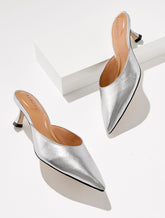 SILVER EMBER NAPPA MULES - METALLIC | Talbots outlet