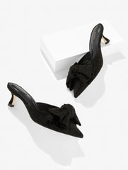 BLACK EMBER BOW CRYSTAL LEATHER MULES | Talbots for sale