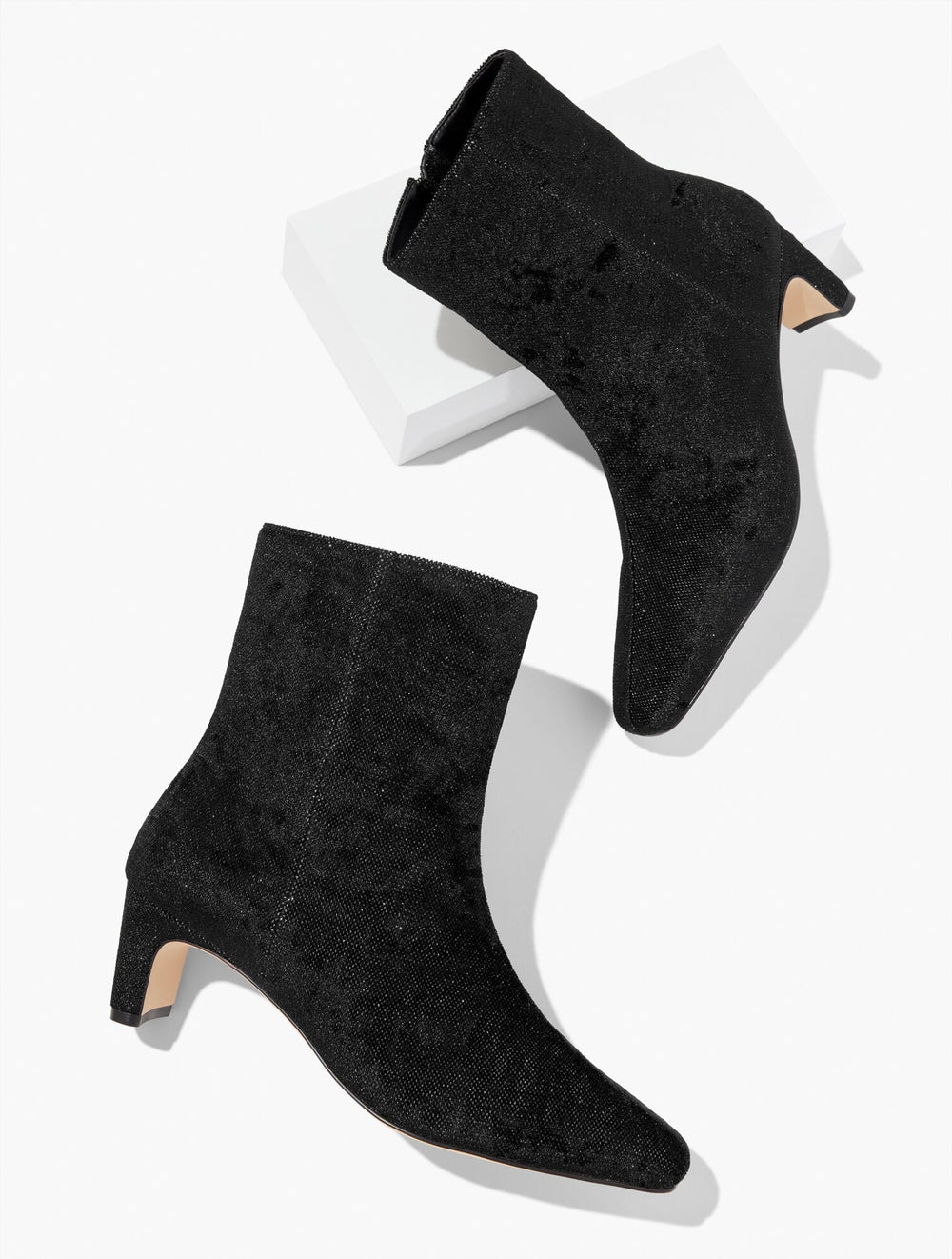 BLACK GALEN CURVED ANKLE BOOTS - SPARKLE VELVET | Talbots near me