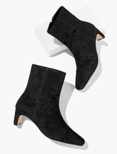 BLACK GALEN CURVED ANKLE BOOTS - SPARKLE VELVET | Talbots near me