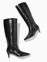 BLACK KAIT CROC EMBOSSED TALL BOOTS | Talbots US