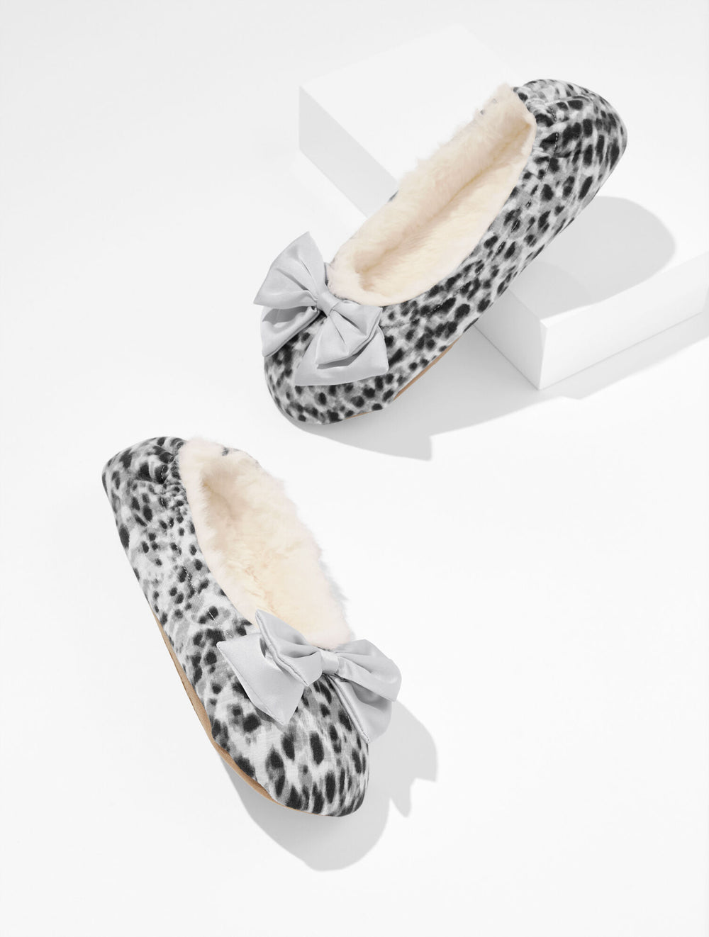 LIGHT GREY MULTI LENA BOW SLIPPERS - SWIRLY ANIMAL | Talbots on sale