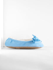 VISTA BLUE LENA FLANNEL BOW SLIPPERS | Talbots discount