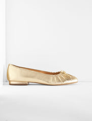 GOLD MADISON PLEATED METALLIC NAPPA BALLET FLATS | Talbots for sale