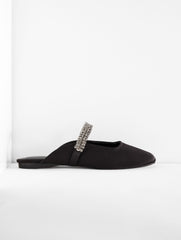 BLACK SLOANE EMBELLISHED SATIN MULES | Talbots near me