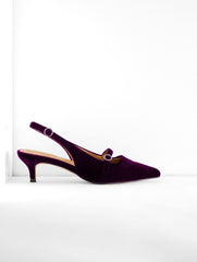 BRILLIANT PURPLE SYLVIE SLINGBACK VELVET PUMPS | Talbots sale
