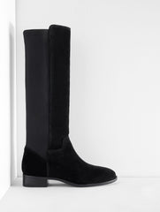 BLACK TISH STRETCH FAUX SUEDE TALL BOOTS | Talbots discount